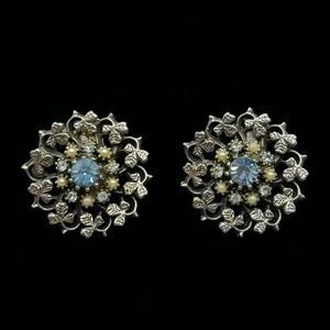 ART Pearl Crystal Clip-On Earrings SIGNED